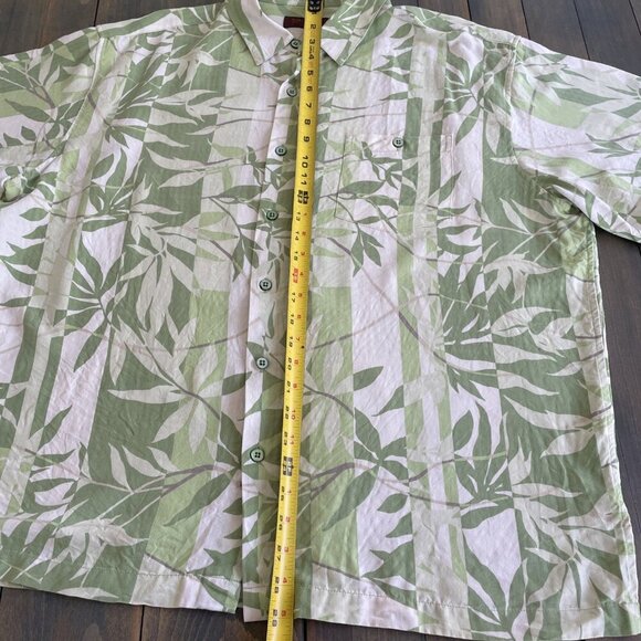 Tori Richard Green White Tropical Hawaiian Lightweight Silk Summer Shirt XL (I8) - Picture 7 of 10